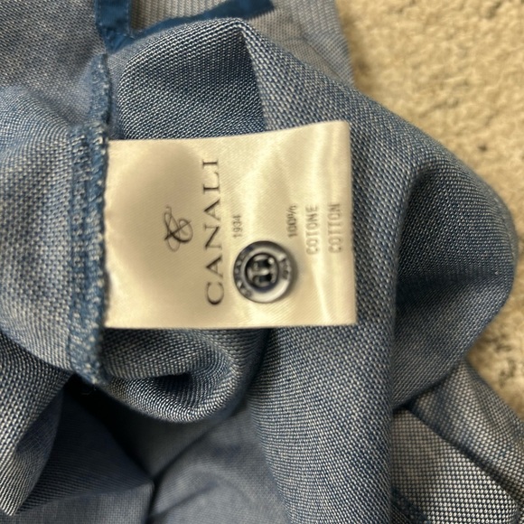 Canali L-XL (56 Canali) golf shirt in excellent near new cond- blue iridescent - Picture 5 of 12